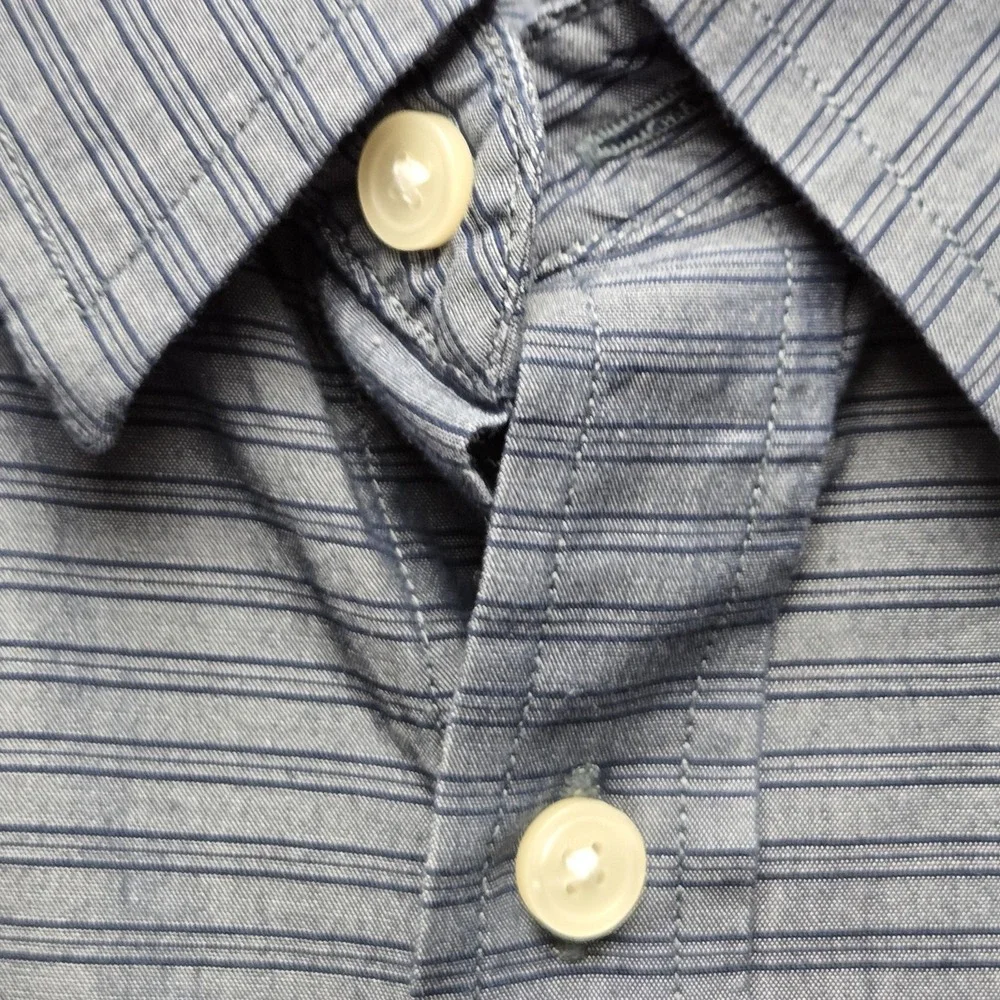 Banana Republic Shirt Mens 2XL Blue Stripe Short Sleeve Soft Wash Button-Up